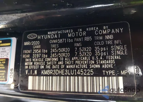 2020 Hyundai Palisade Sel из США, поврежденный, VIN KM8R3DHE3LU145225